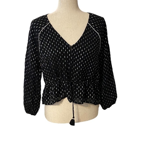 Amuse Society top size S black puffed sleeves gorpore dark academia - Picture 3 of 8